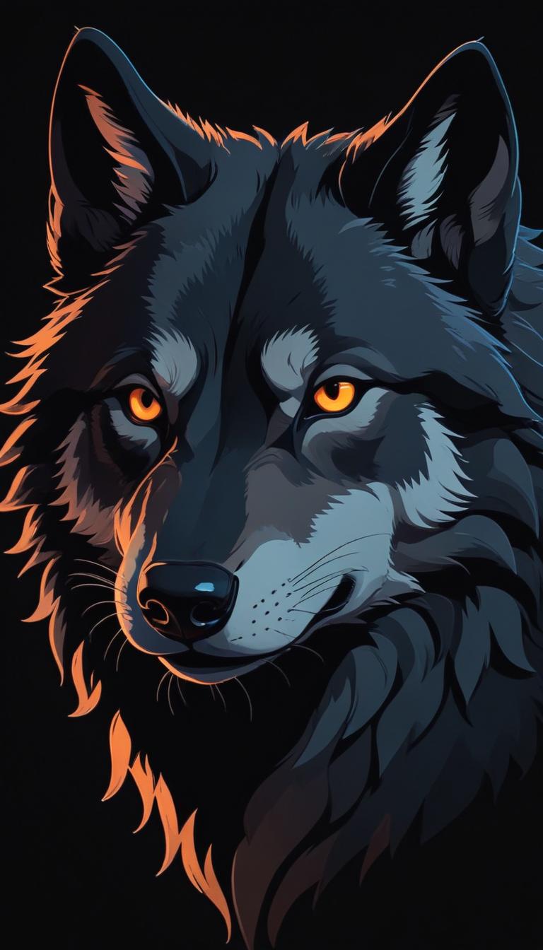 Wolf portrait with glowing eyes Wolf portrait with glowing eyes