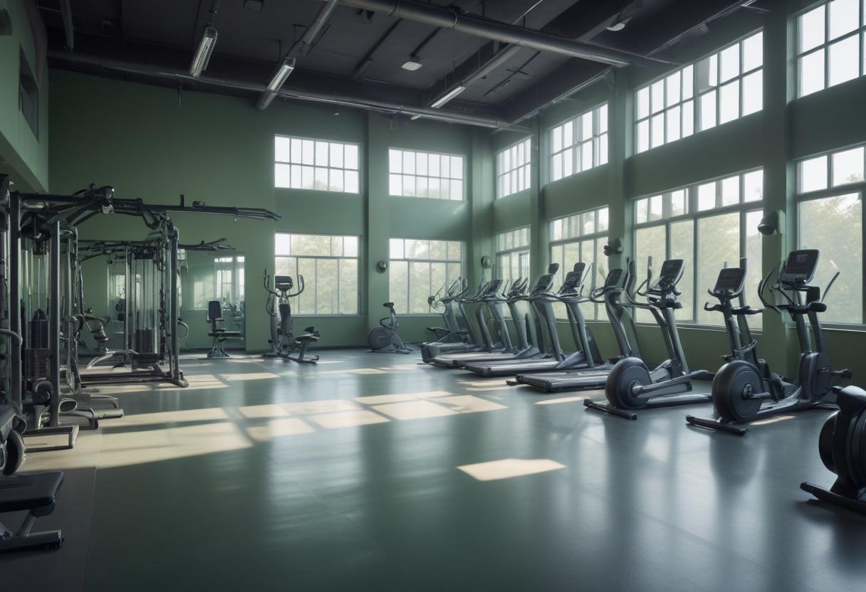 Modern gym with treadmills and ellipticals Modern gym with treadmills and ellipticals