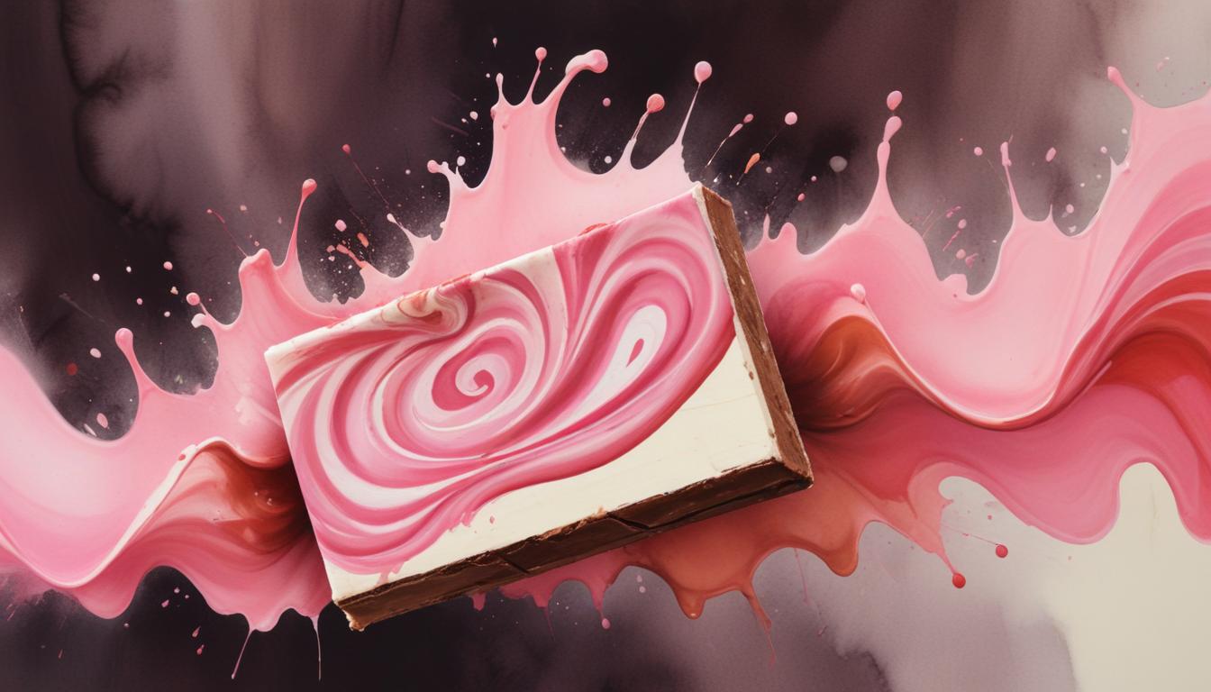 Pink swirl chocolate bar in splash Pink swirl chocolate bar in splash