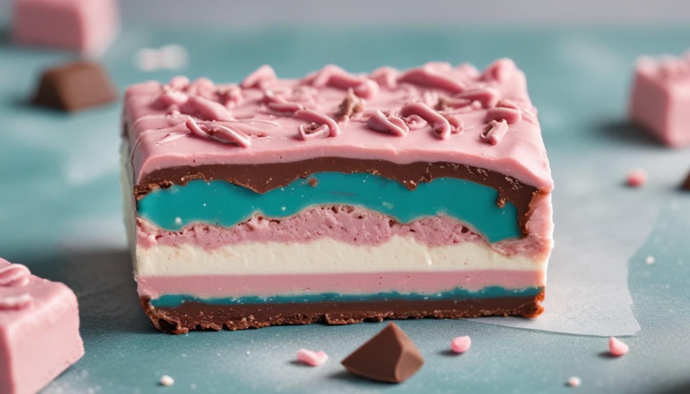 Layered pink chocolate fudge Layered pink chocolate fudge