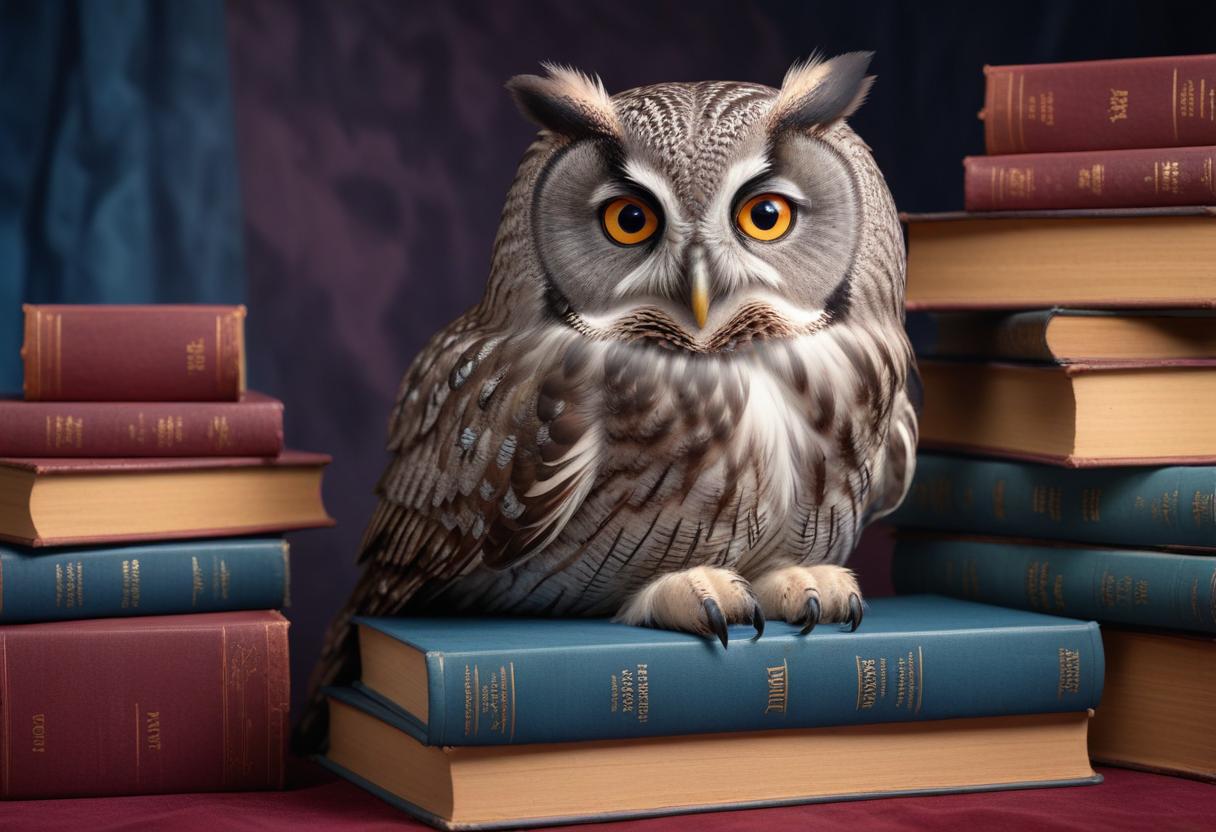Owl perched on books Owl perched on books