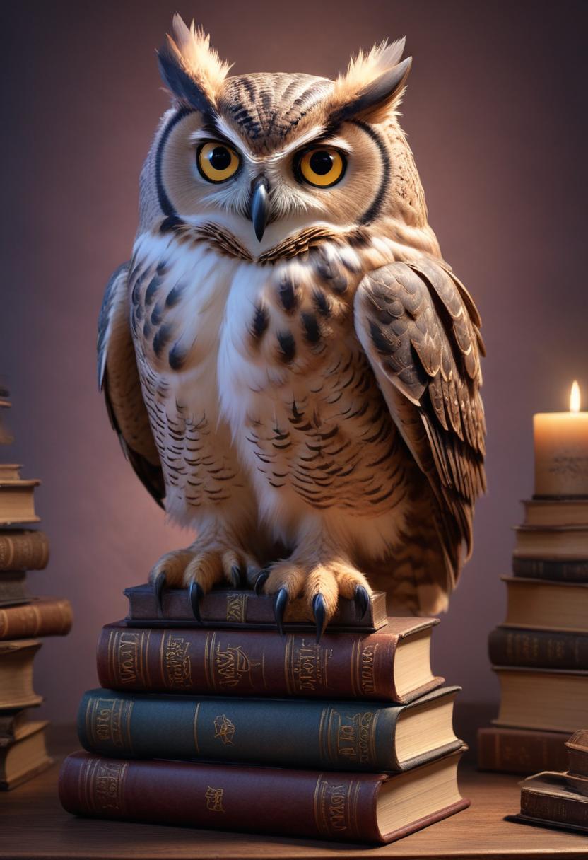 Owl perched on books Owl perched on books