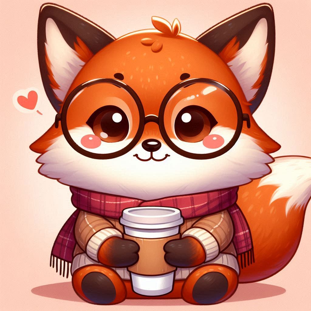 Cute fox holding coffee Cute fox holding coffee