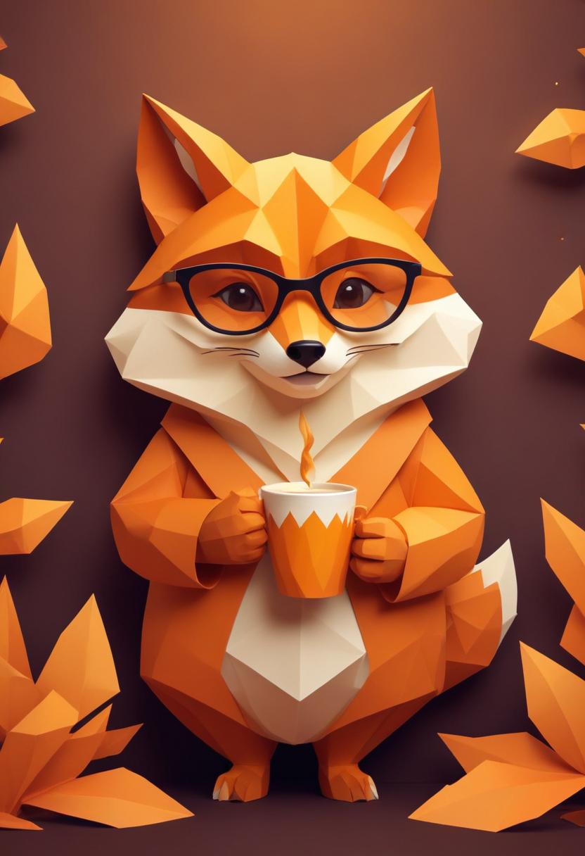 Fox with glasses drinking coffee Fox with glasses drinking coffee