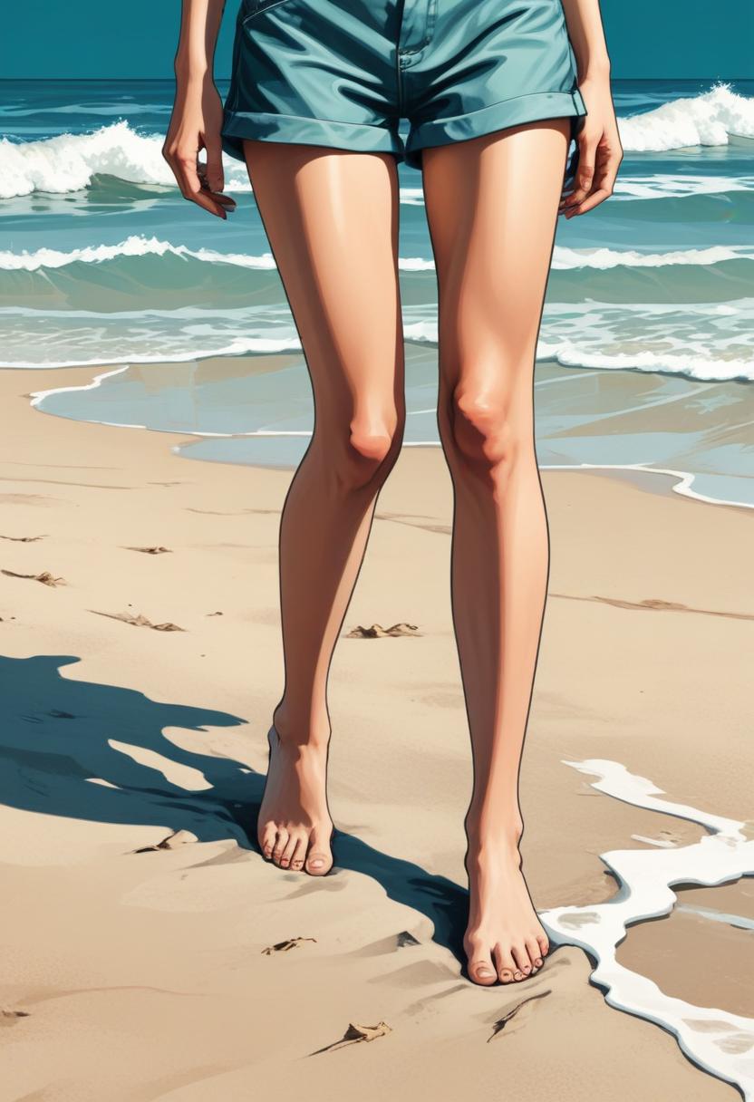 Woman walking on sandy beach Woman walking on sandy beach