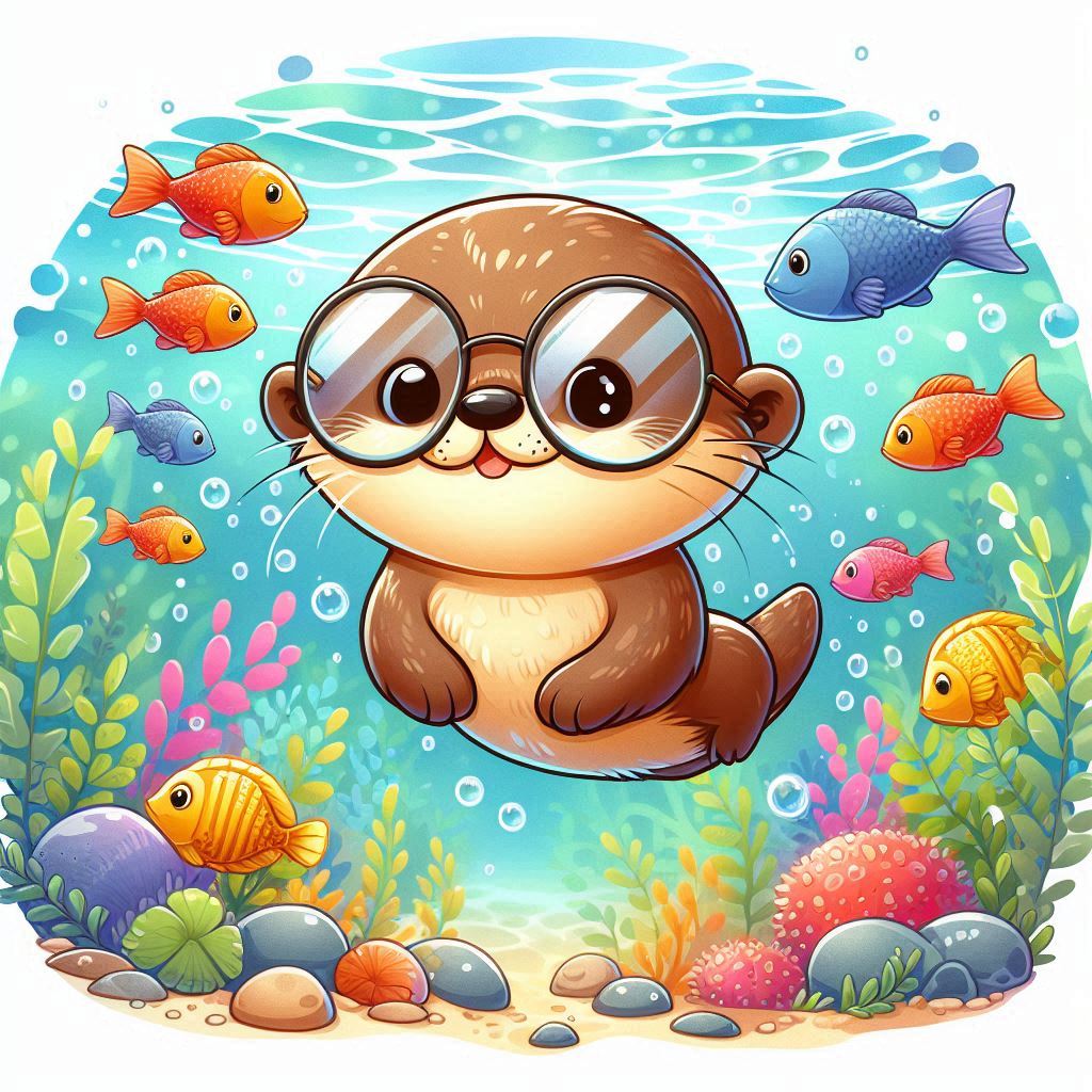 Otter wearing glasses in ocean Otter wearing glasses in ocean