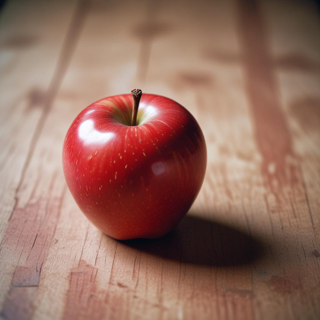 Red apple on wooden table Red apple on wooden table