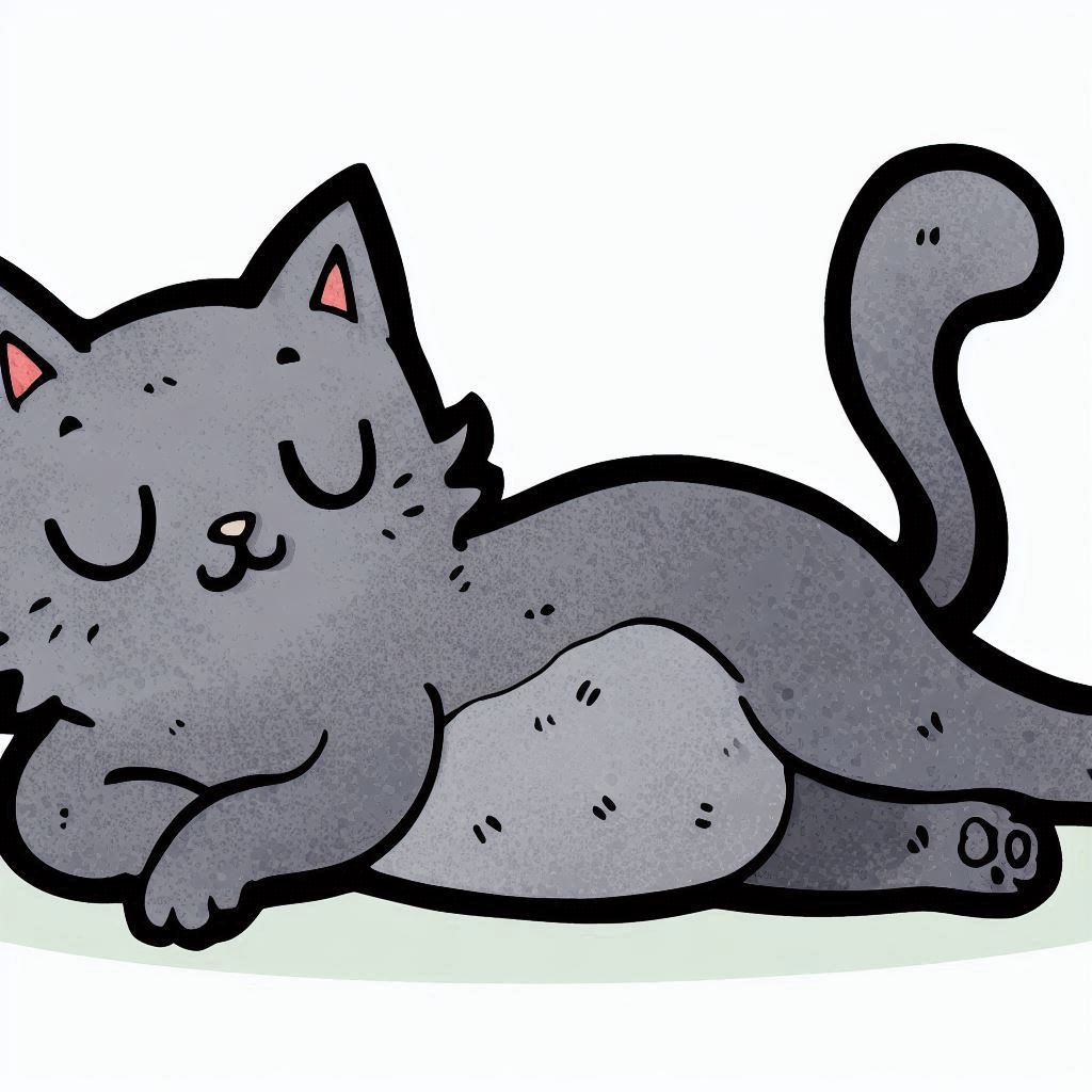 Cartoon cat sleeping on its side Cartoon cat sleeping on its side