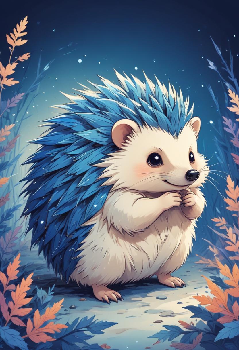 Blue hedgehog in the night Blue hedgehog in the night