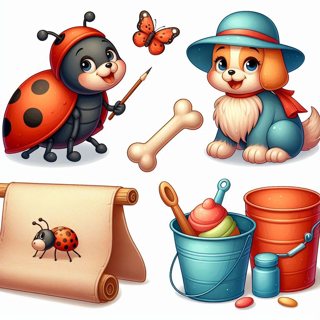 Ladybug and puppy playtime Ladybug and puppy playtime