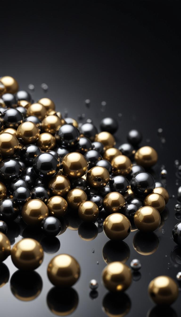 Gold and black spheres on black background Gold and black spheres on black background