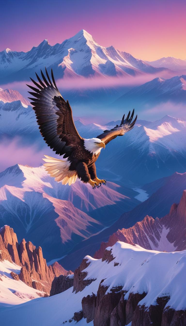 Eagle soaring over snowy mountains Eagle soaring over snowy mountains