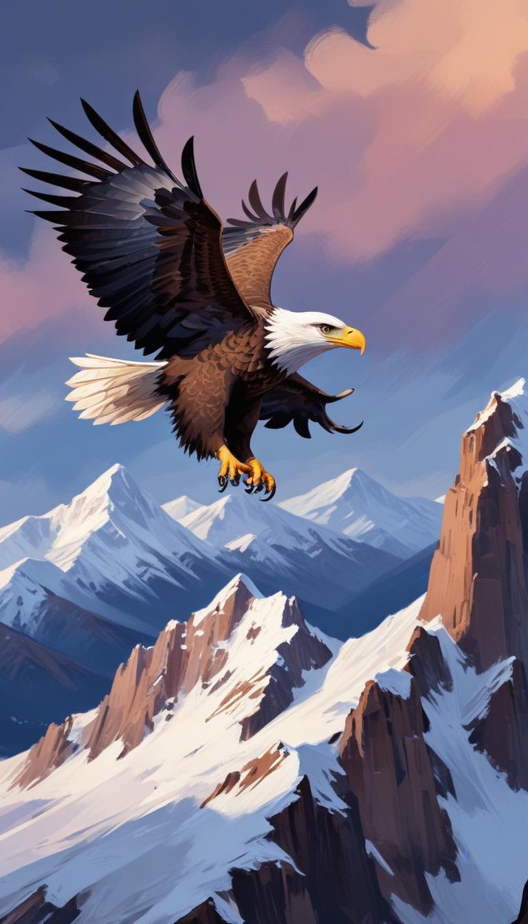 Eagle soaring over snowy mountains Eagle soaring over snowy mountains