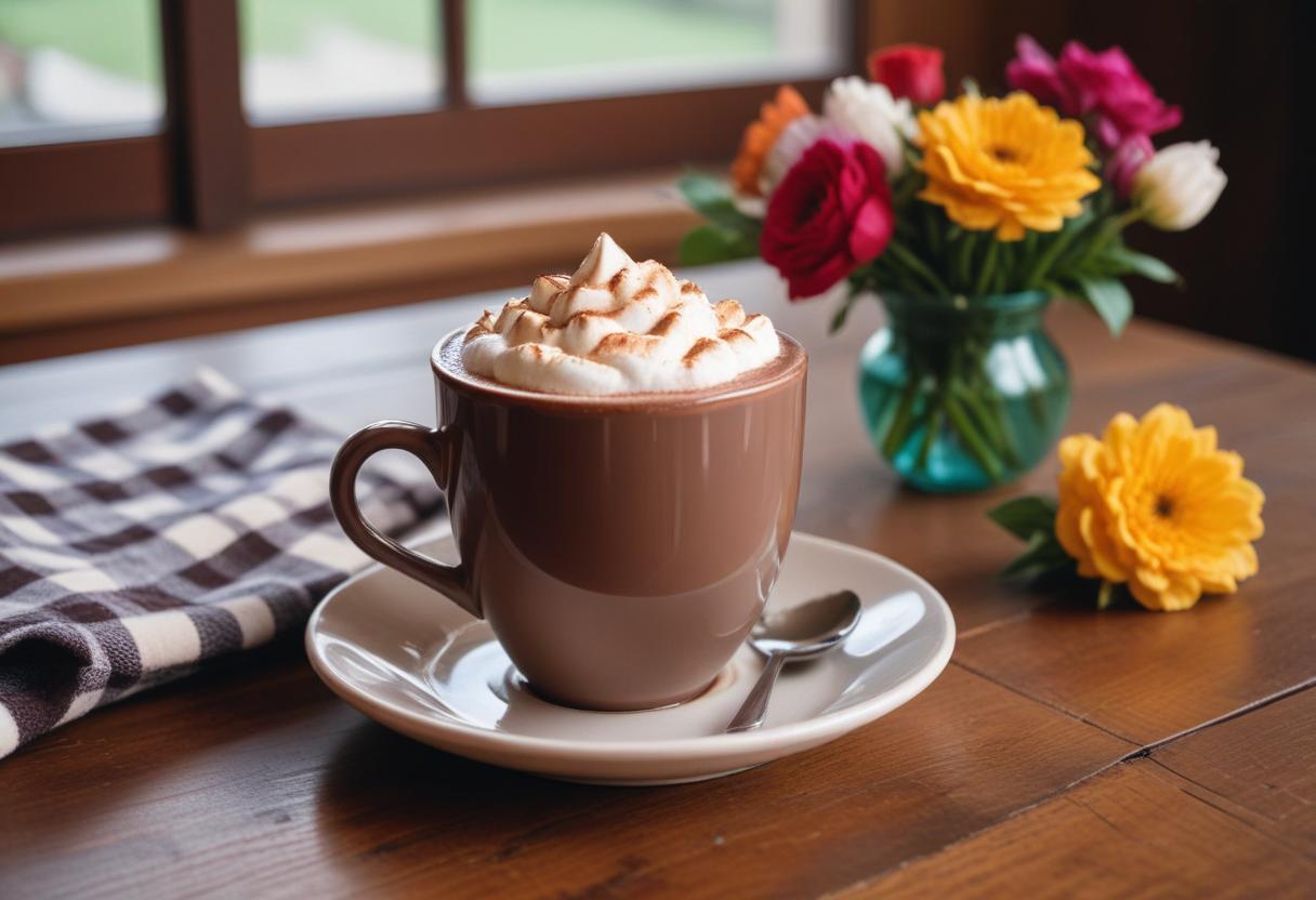 Coffee with whipped cream on a table Coffee with whipped cream on a table