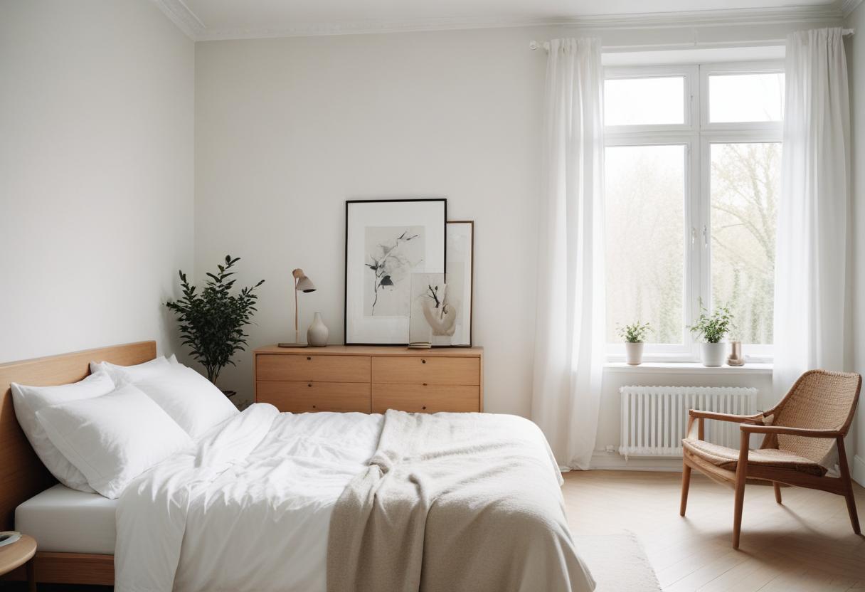 Minimalist bedroom with large window Minimalist bedroom with large window