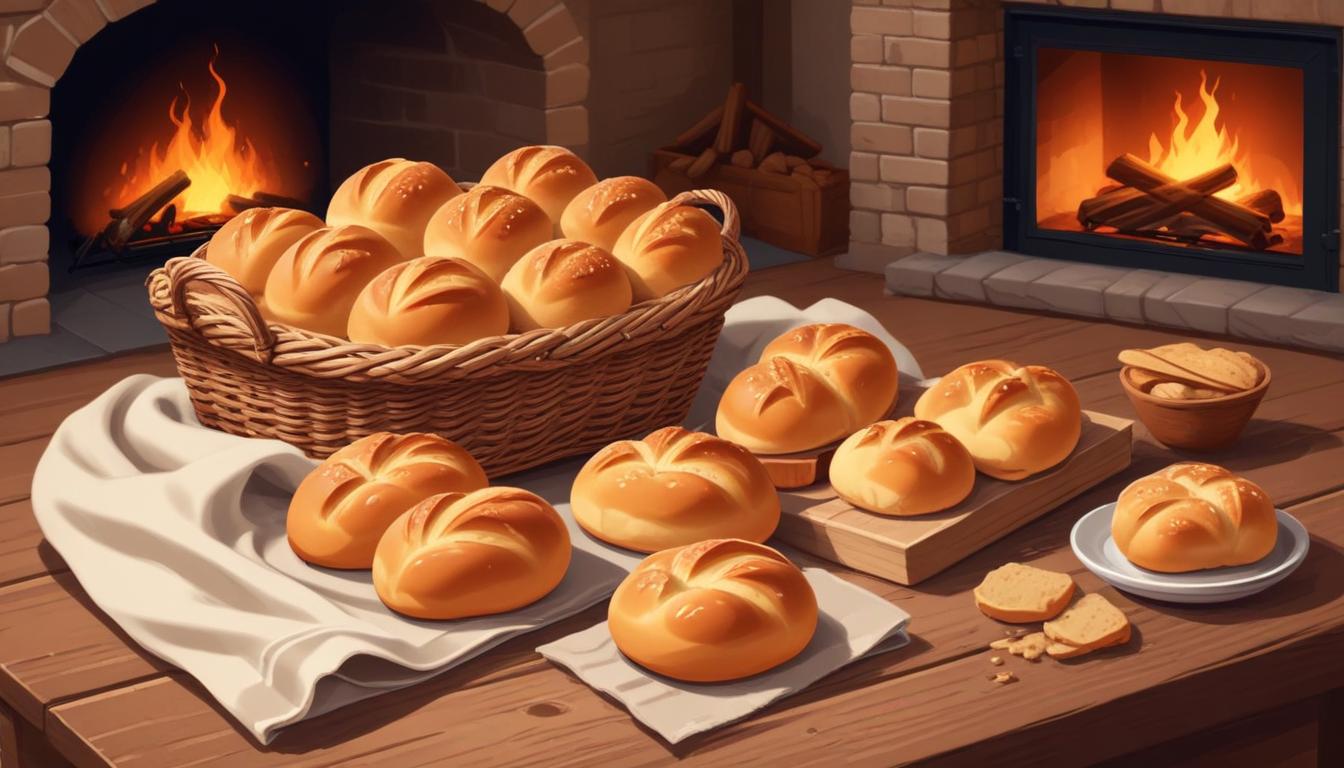 Fresh bread by the fireplace Fresh bread by the fireplace