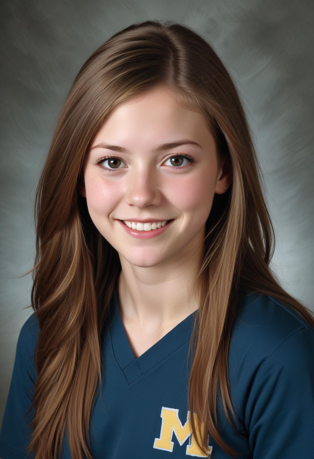 Young woman smiling in blue shirt Young woman smiling in blue shirt