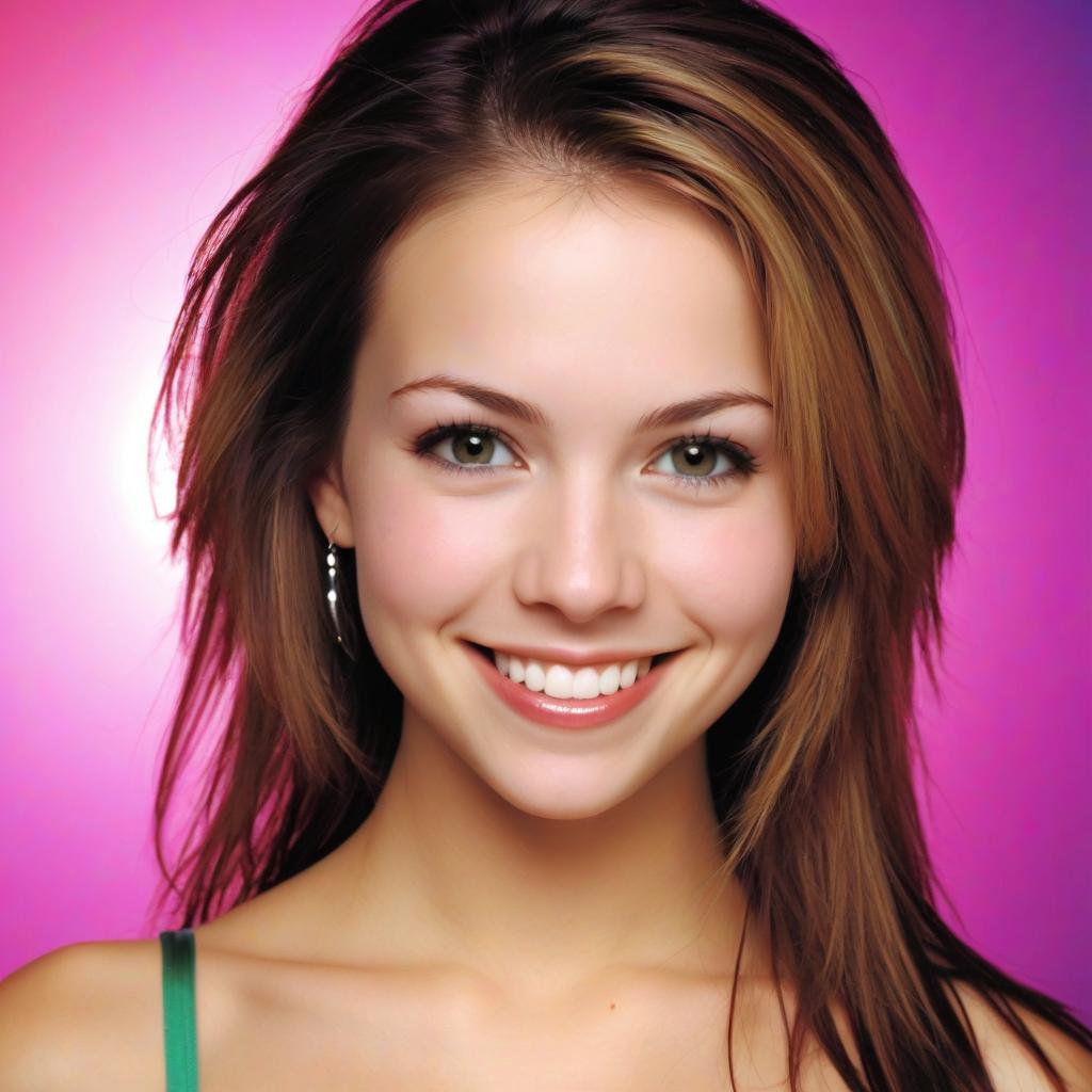 Woman smiling with long brown hair Woman smiling with long brown hair