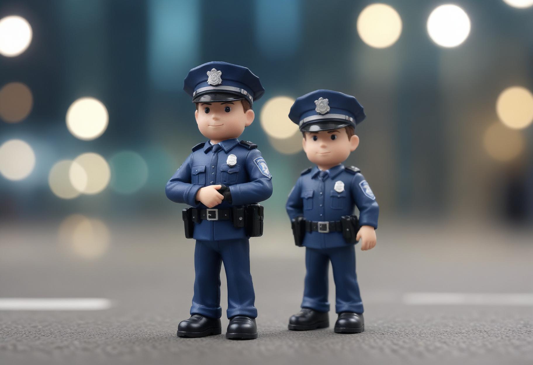 Toy police officers on street Toy police officers on street