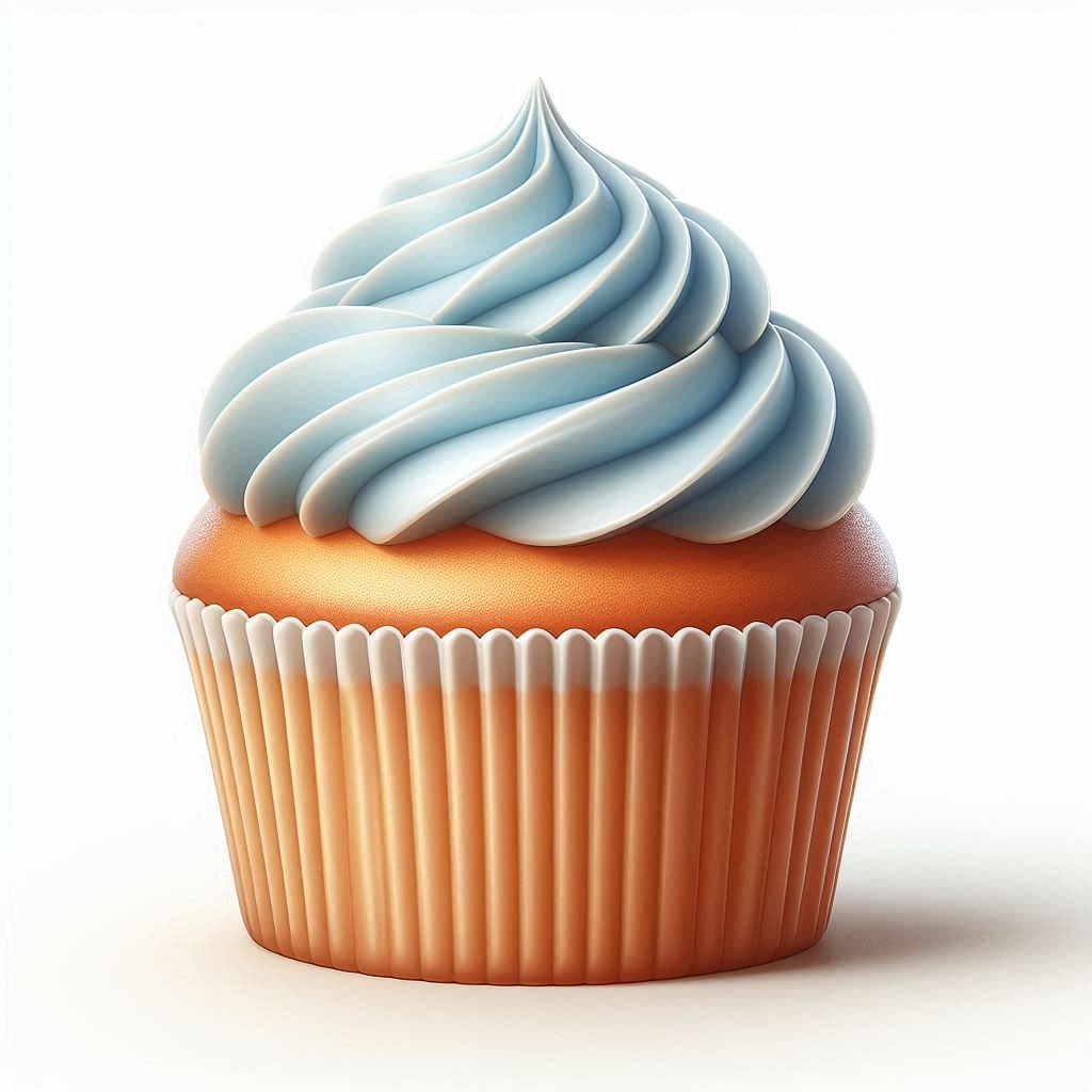 Blue frosting cupcake on white background Blue frosting cupcake on white background