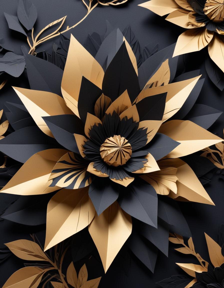 Black and gold paper flowers Black and gold paper flowers