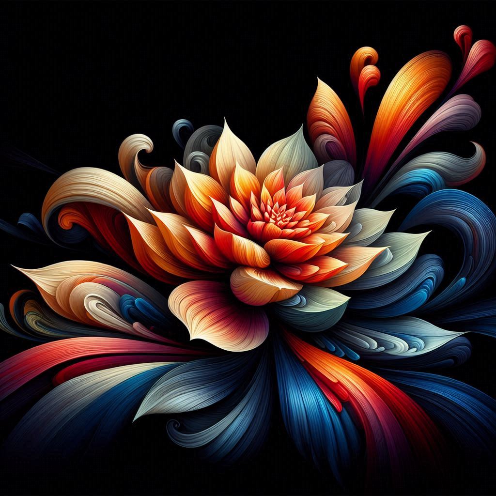 Colorful flower illustration on black background Colorful flower illustration on black background