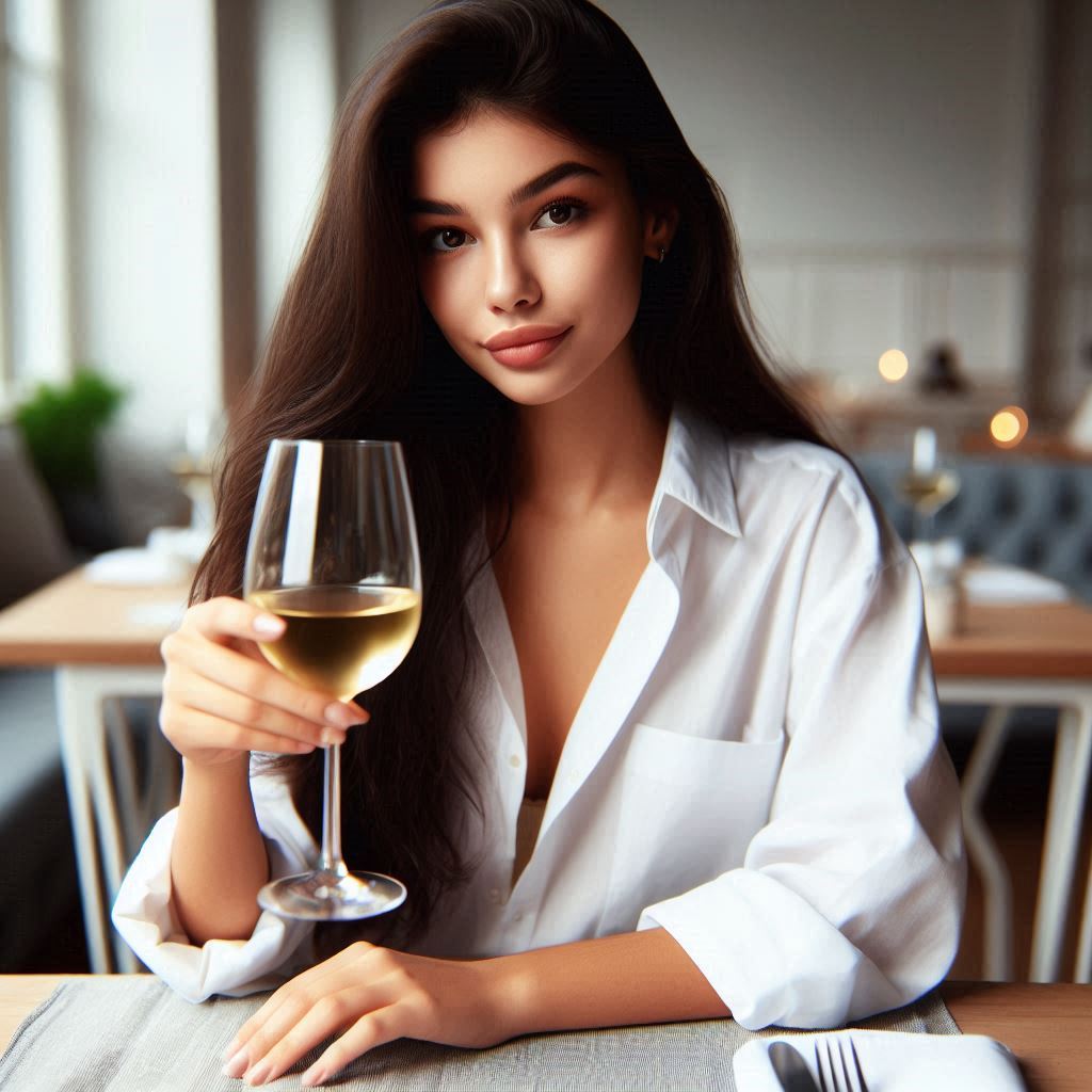 Woman enjoying wine at restaurant Woman enjoying wine at restaurant