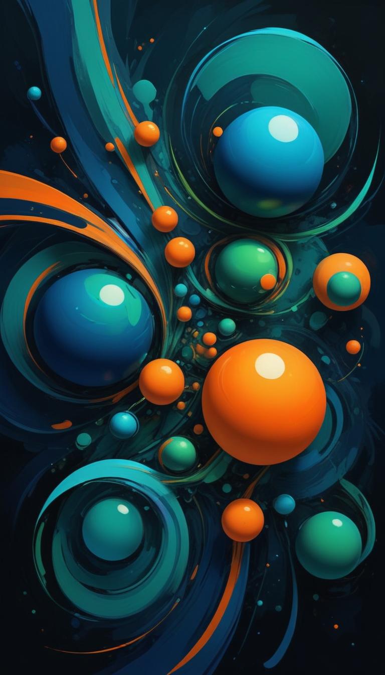 Abstract blue and orange spheres Abstract blue and orange spheres