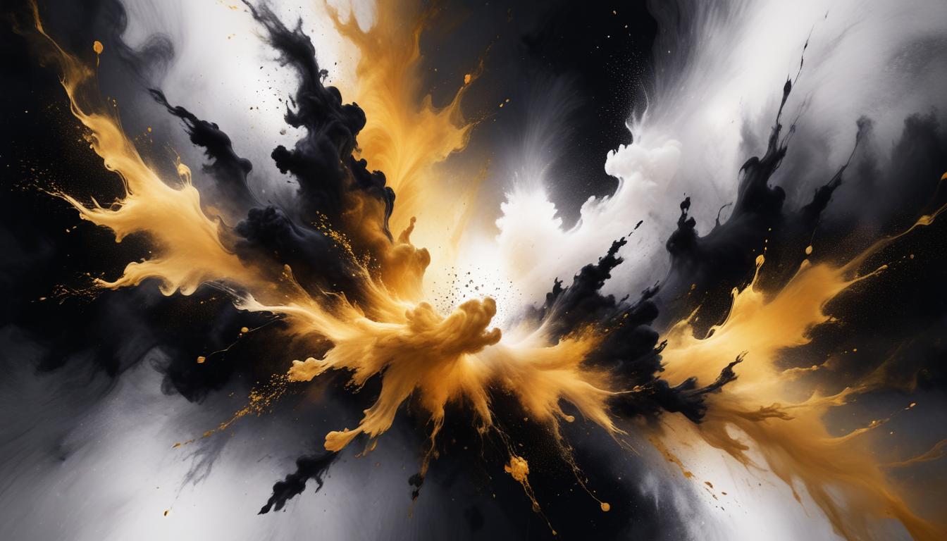 Abstract black and gold artwork with dynamic swirls Abstract black and gold artwork with dynamic swirls