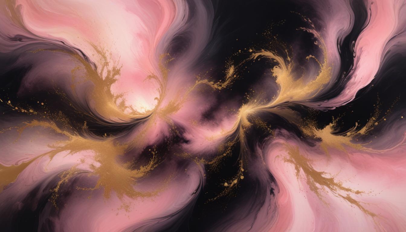 Abstract swirl of pink and gold in black background Abstract swirl of pink and gold in black background