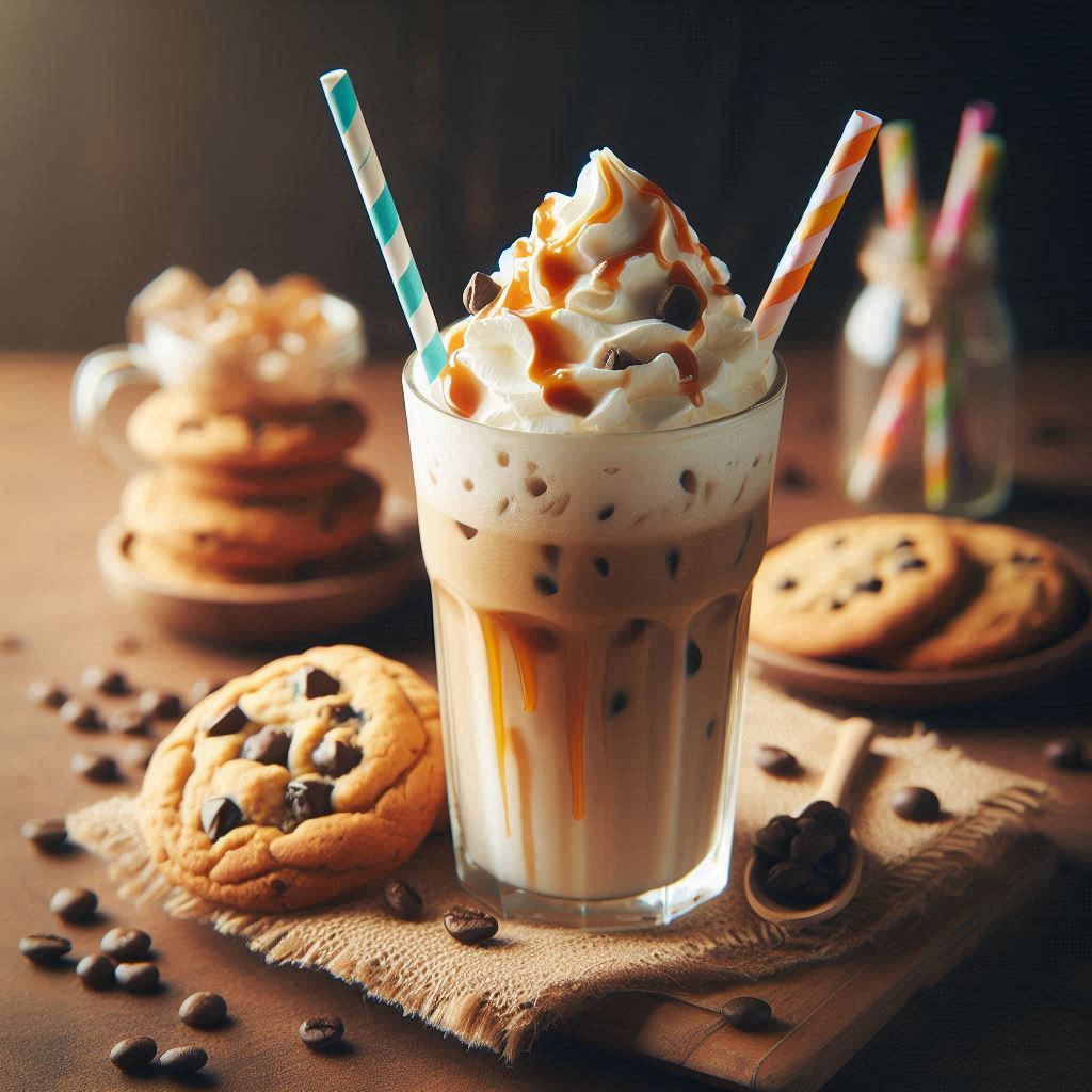 Iced coffee with caramel and whipped cream Iced coffee with caramel and whipped cream