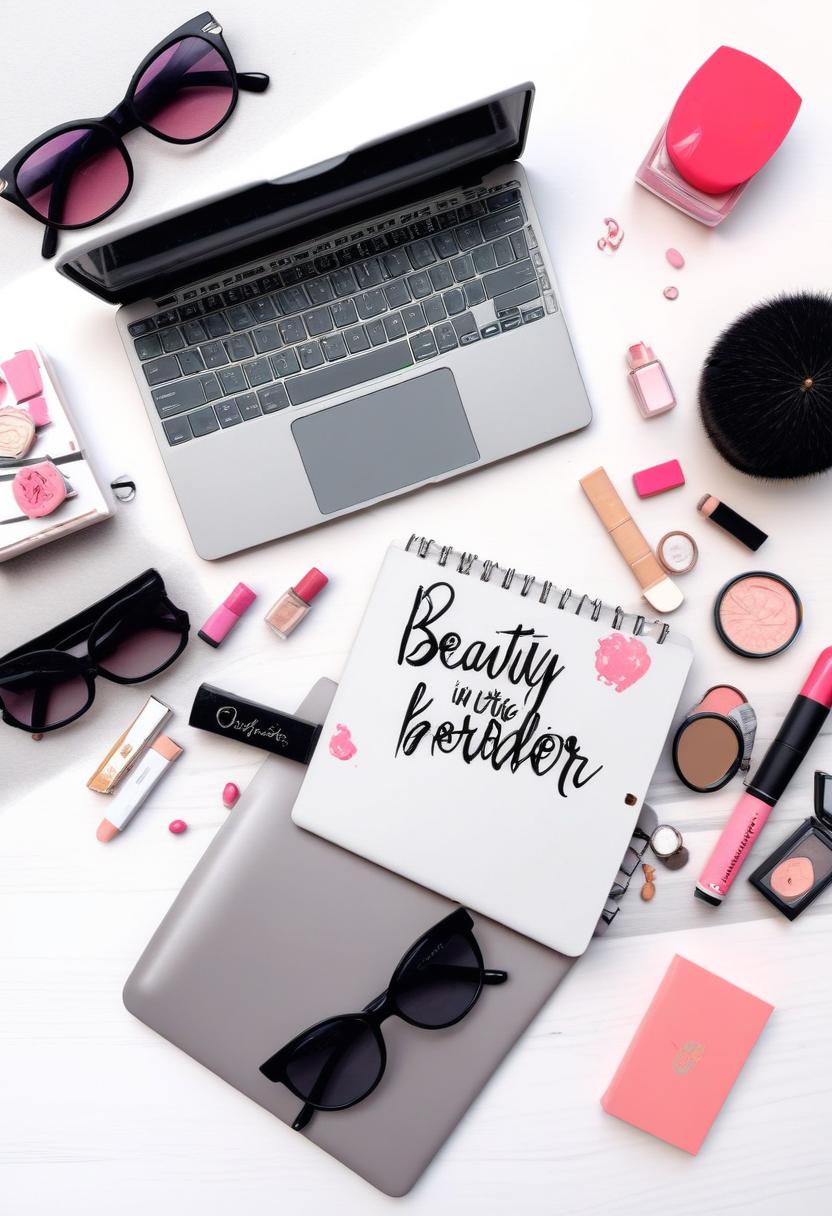 Flatlay of makeup and accessories Flatlay of makeup and accessories