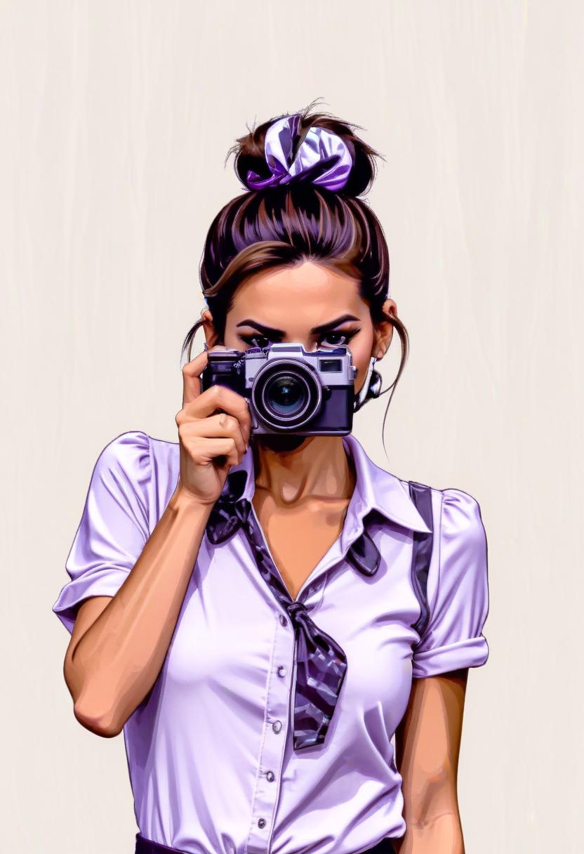 Woman taking photo with vintage camera Woman taking photo with vintage camera