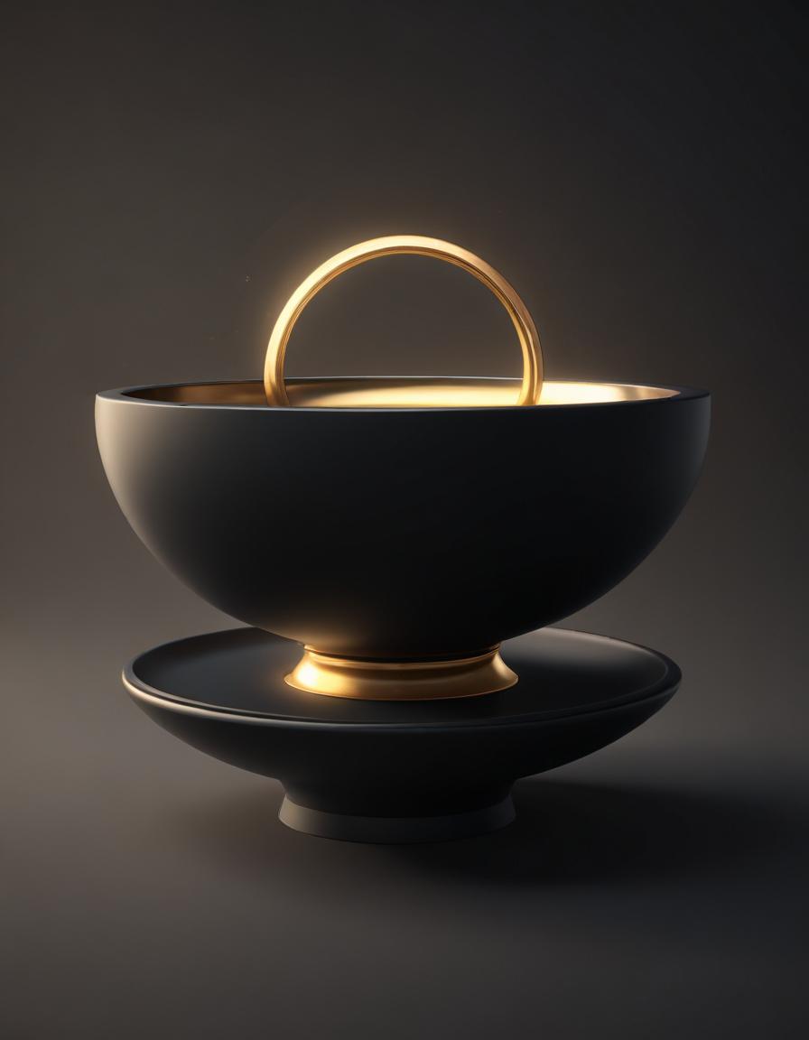 Black bowl with gold ring Black bowl with gold ring