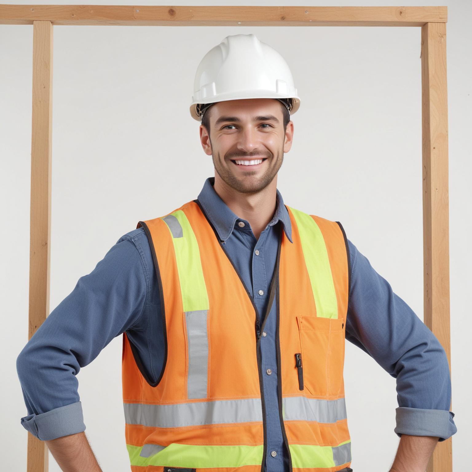 Smiling construction worker in safety vest Smiling construction worker in safety vest