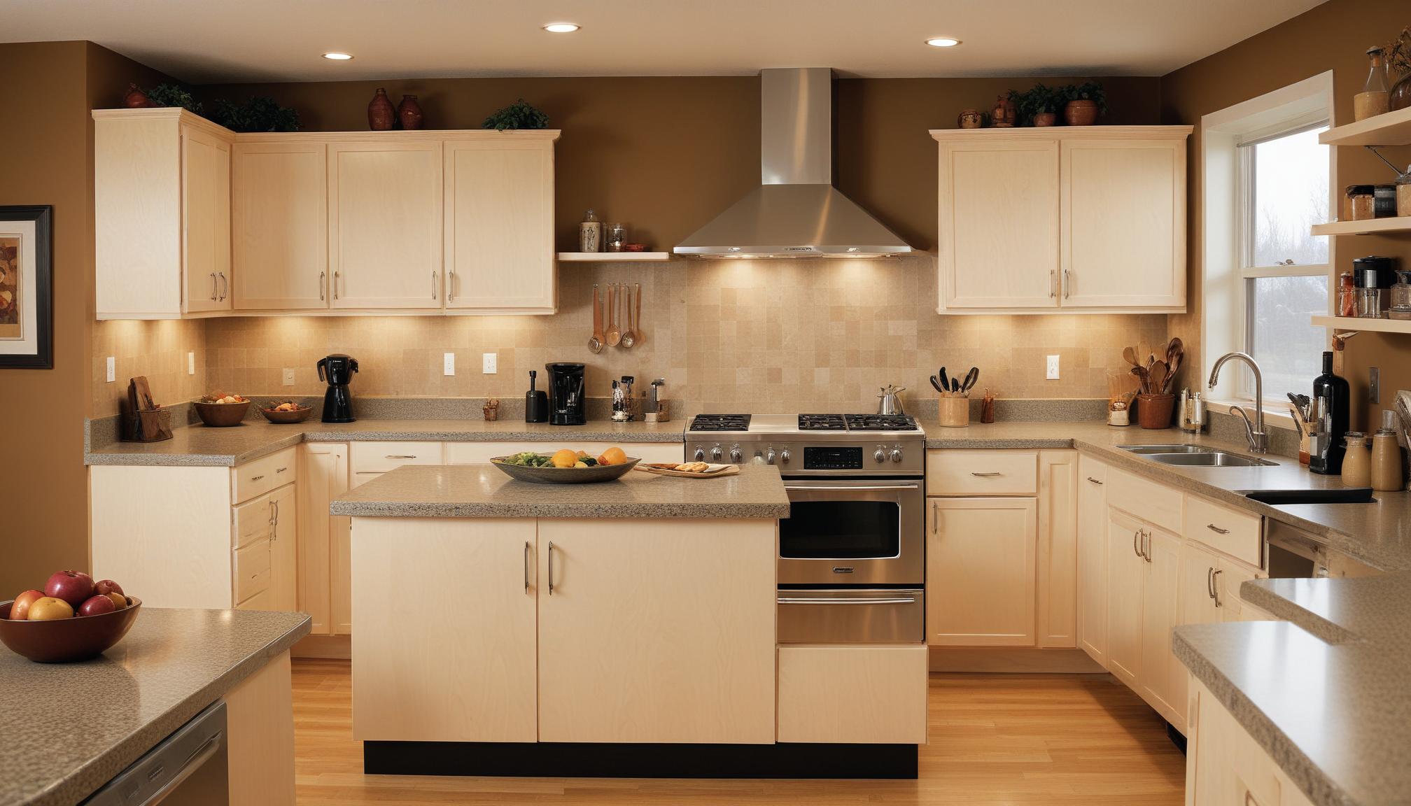 Modern kitchen with island and stainless steel appliances Modern kitchen with island and stainless steel appliances
