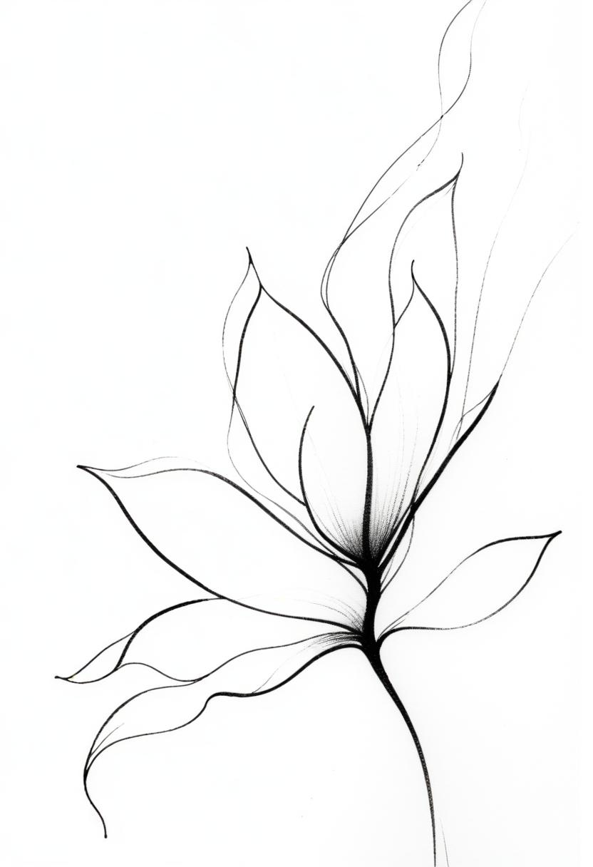 Black and white flower sketch Black and white flower sketch