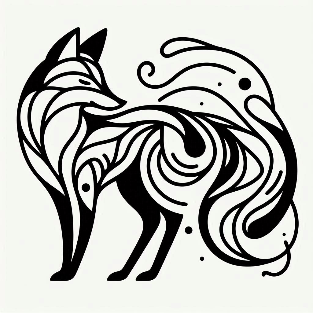 Black and white fox illustration Black and white fox illustration