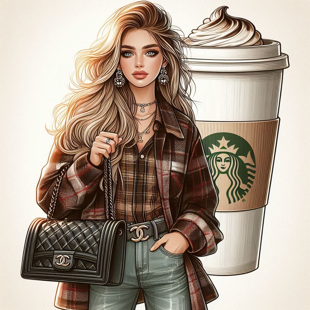 Woman holding coffee and bag Woman holding coffee and bag