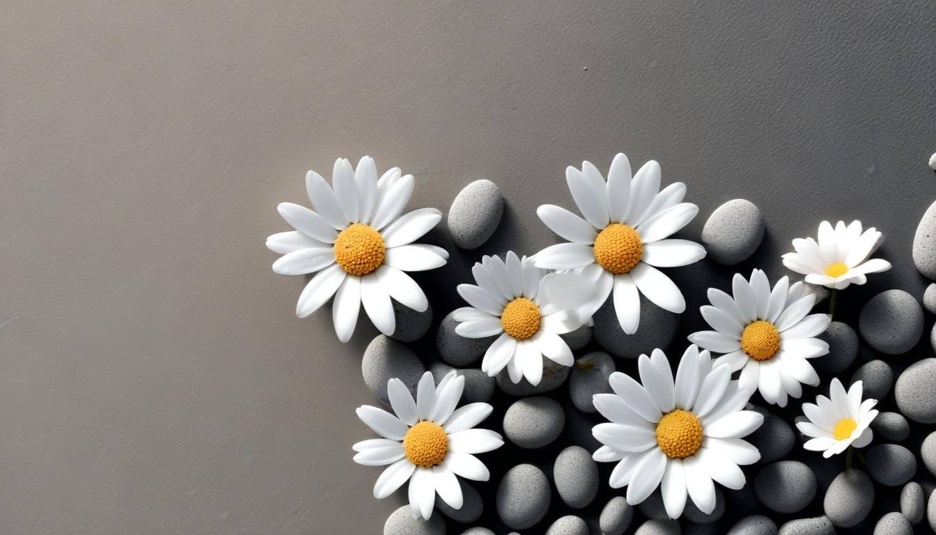 White daisies on gray stones White daisies on gray stones