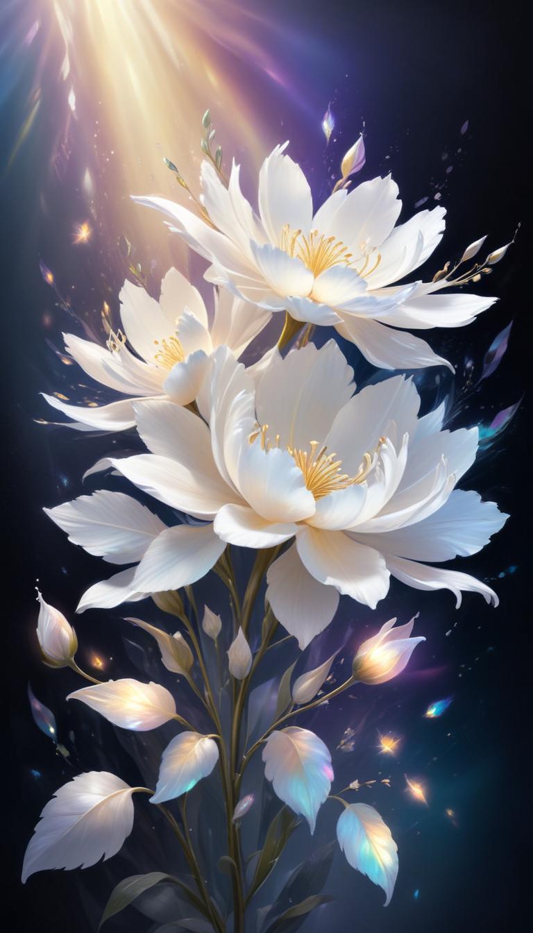 White flowers in sunlight White flowers in sunlight