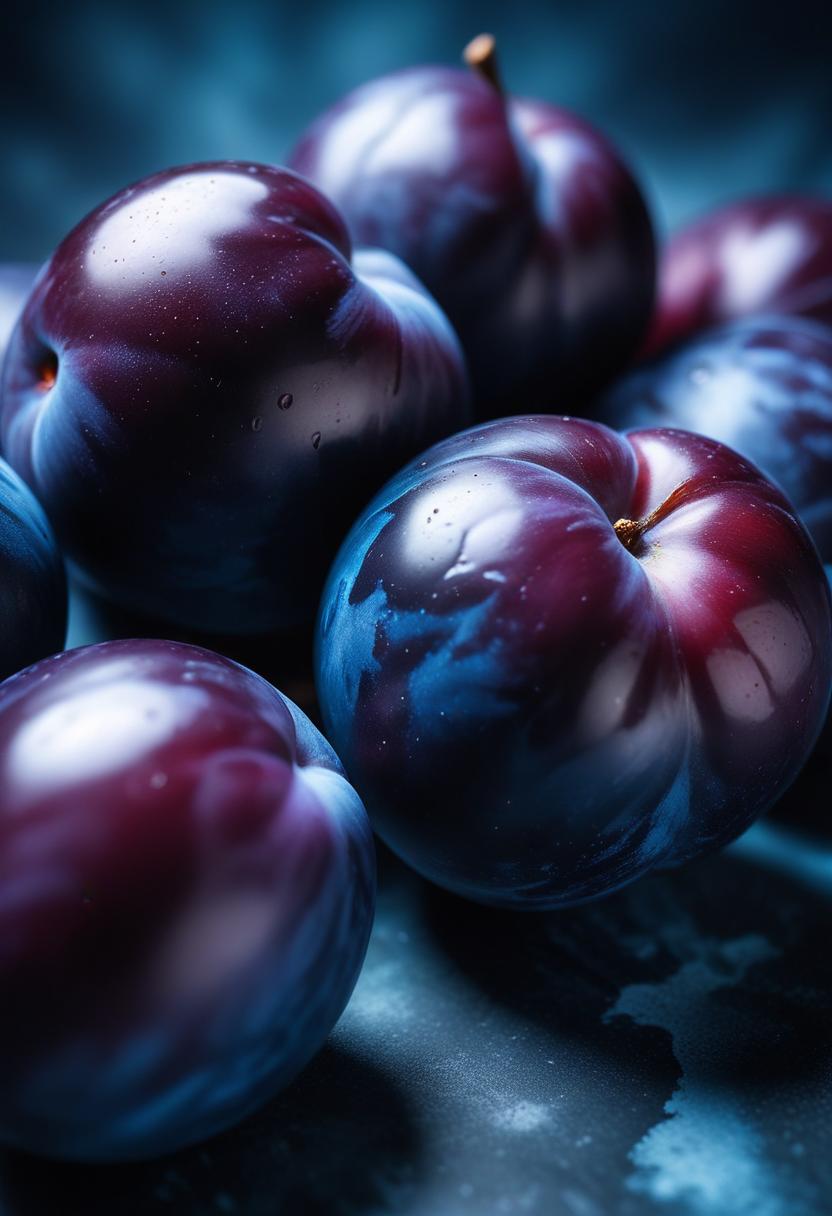 Closeup of plums on dark background Closeup of plums on dark background