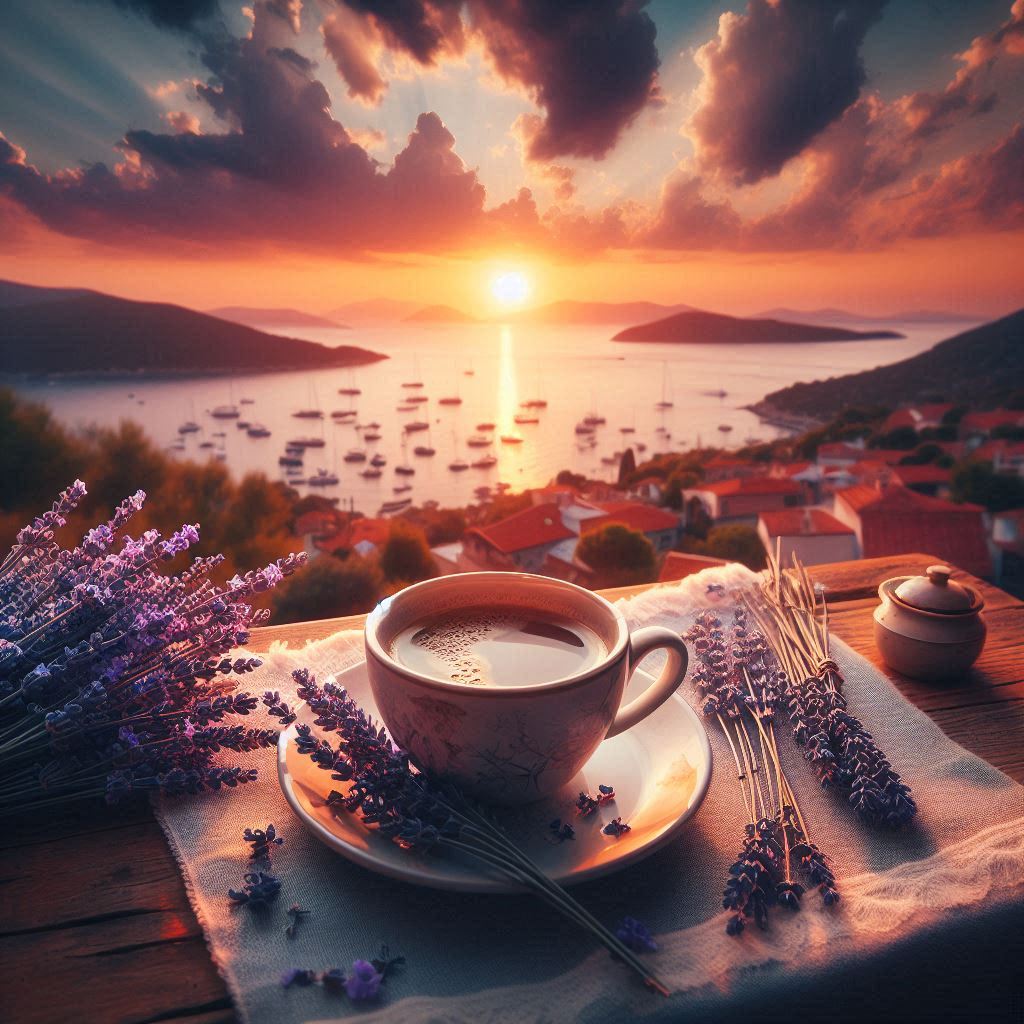 Sunrise coffee with lavender Sunrise coffee with lavender