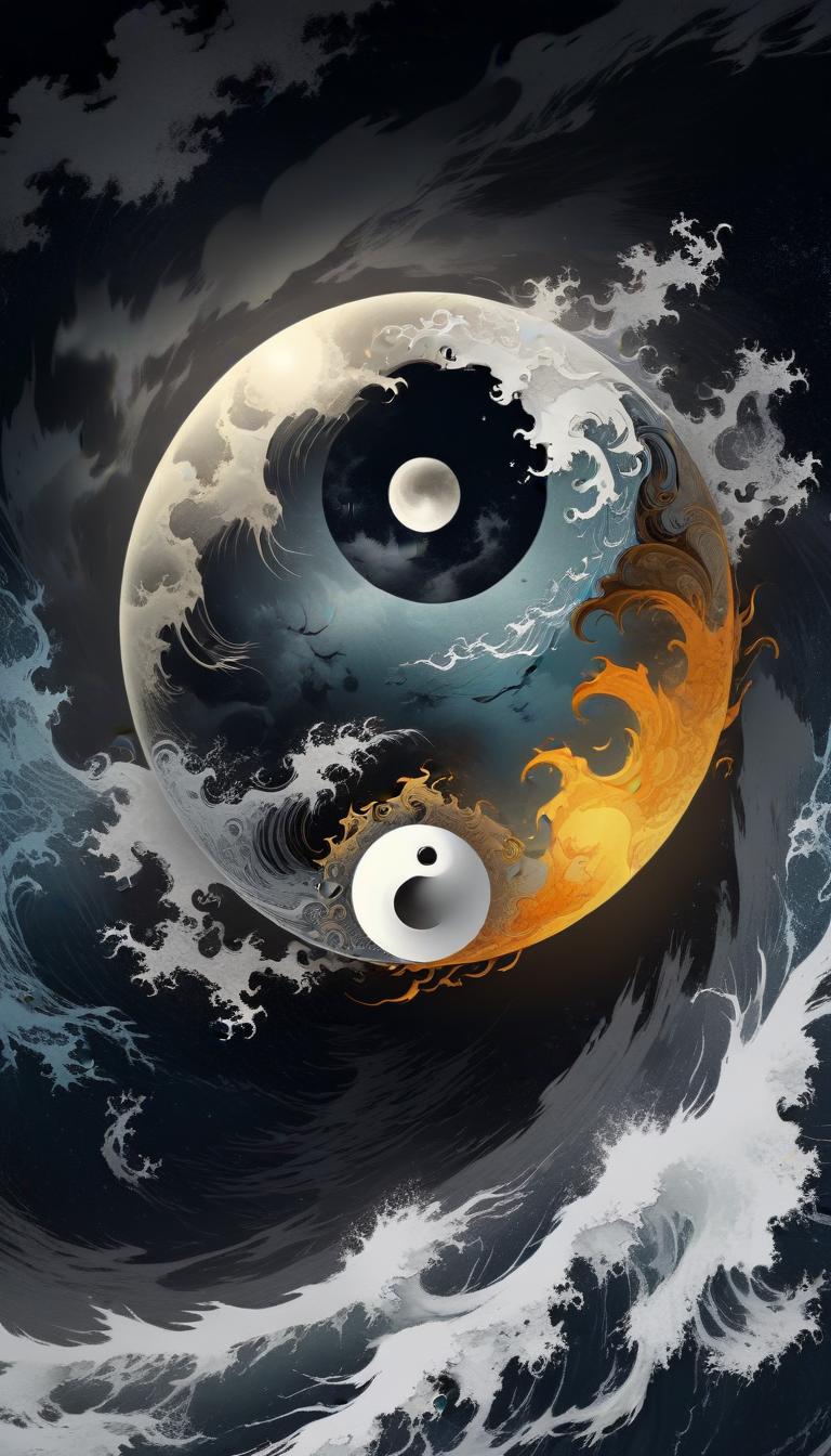 Yin yang symbol with waves Yin yang symbol with waves