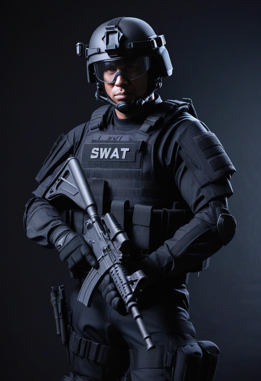 Swat officer holding rifle Swat officer holding rifle