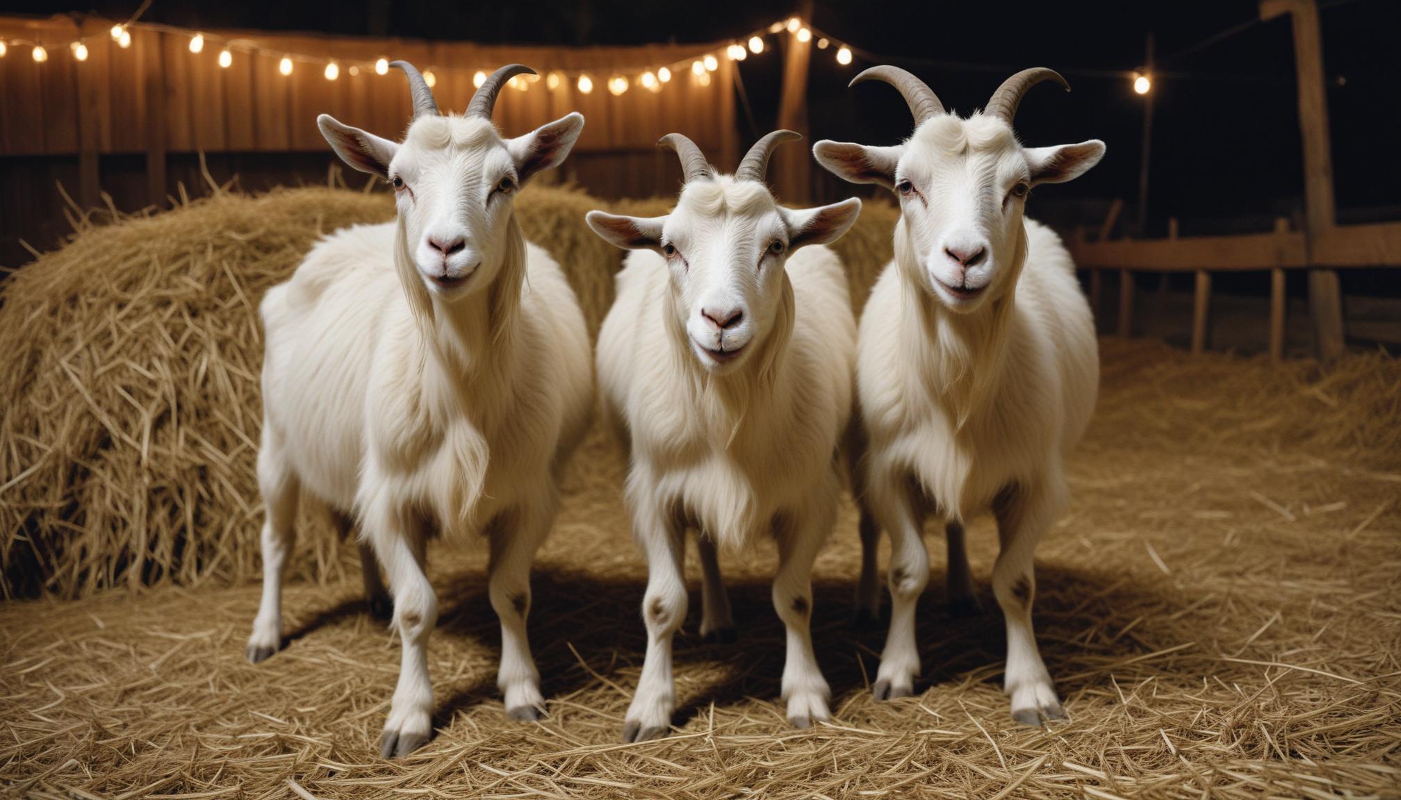 Three goats in a barn Three goats in a barn