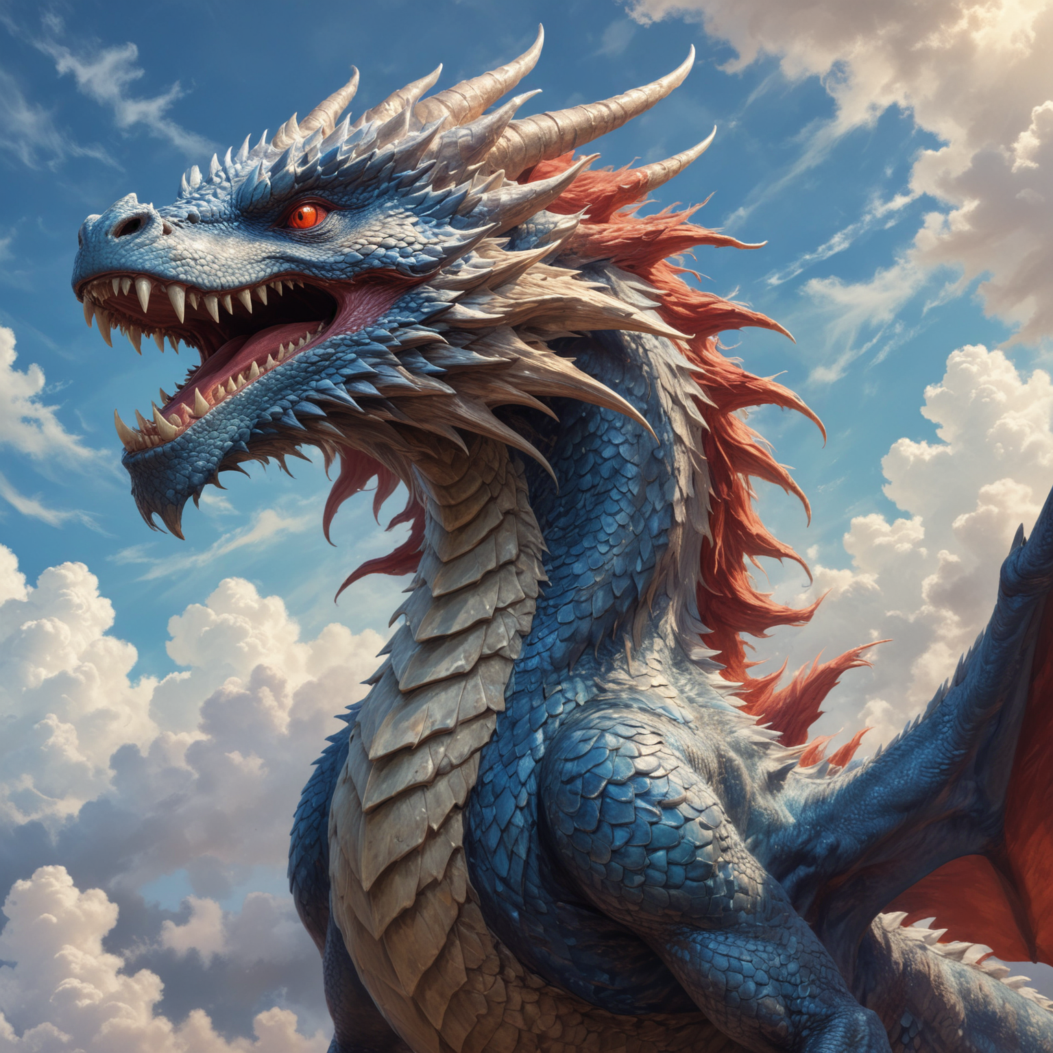 Blue dragon roaring in the clouds Blue dragon roaring in the clouds
