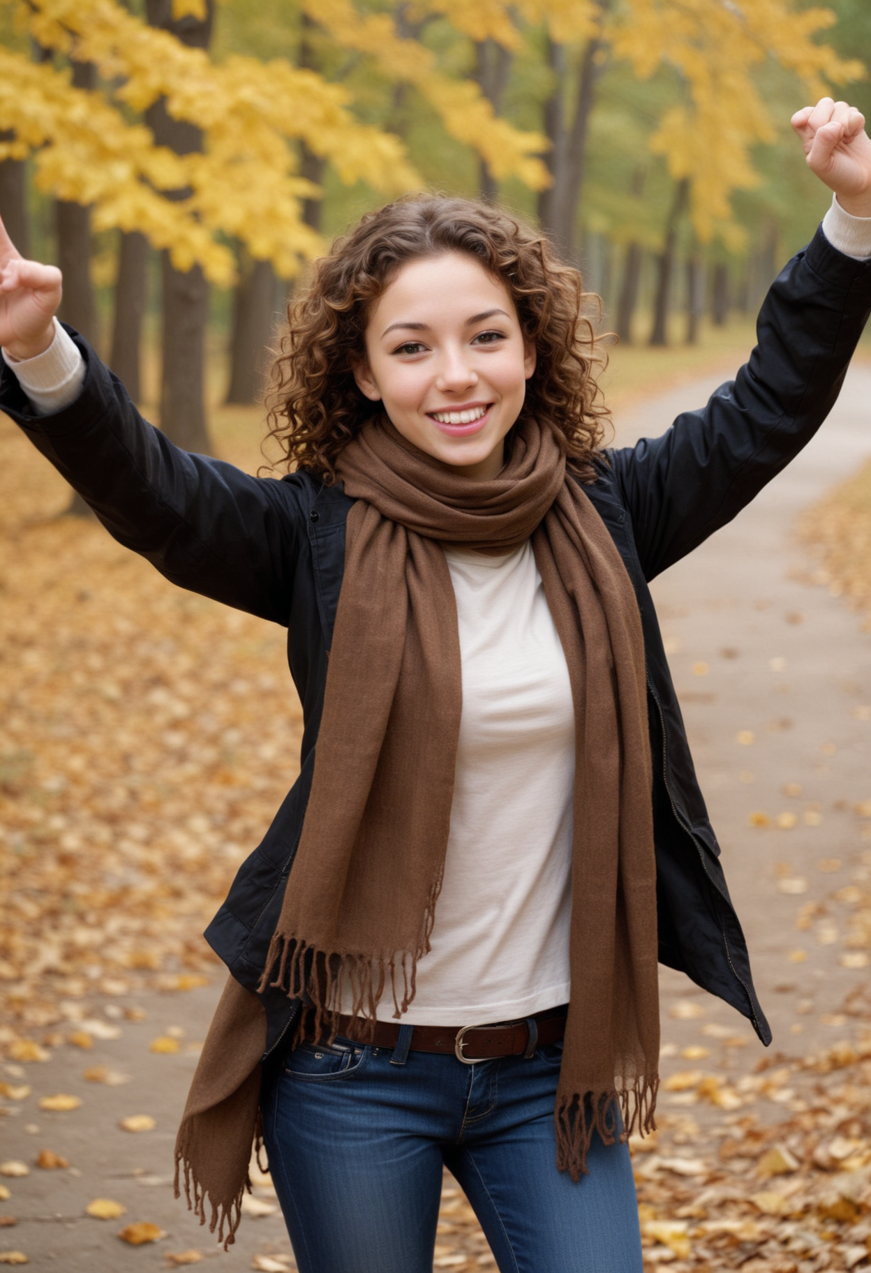 Woman smiling in autumn park Woman smiling in autumn park