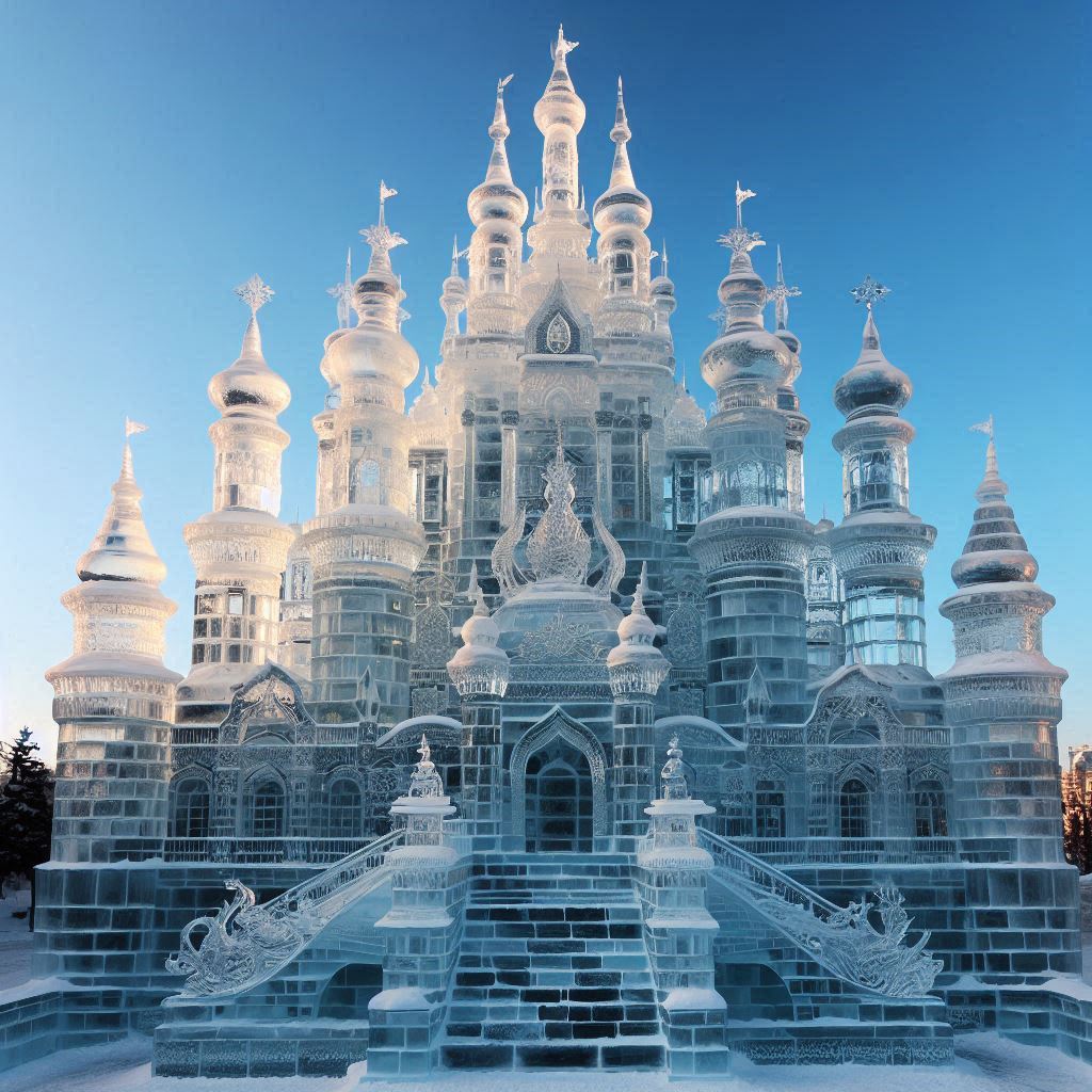 Ice castle sculpture in harbin, china Ice castle sculpture in harbin, china