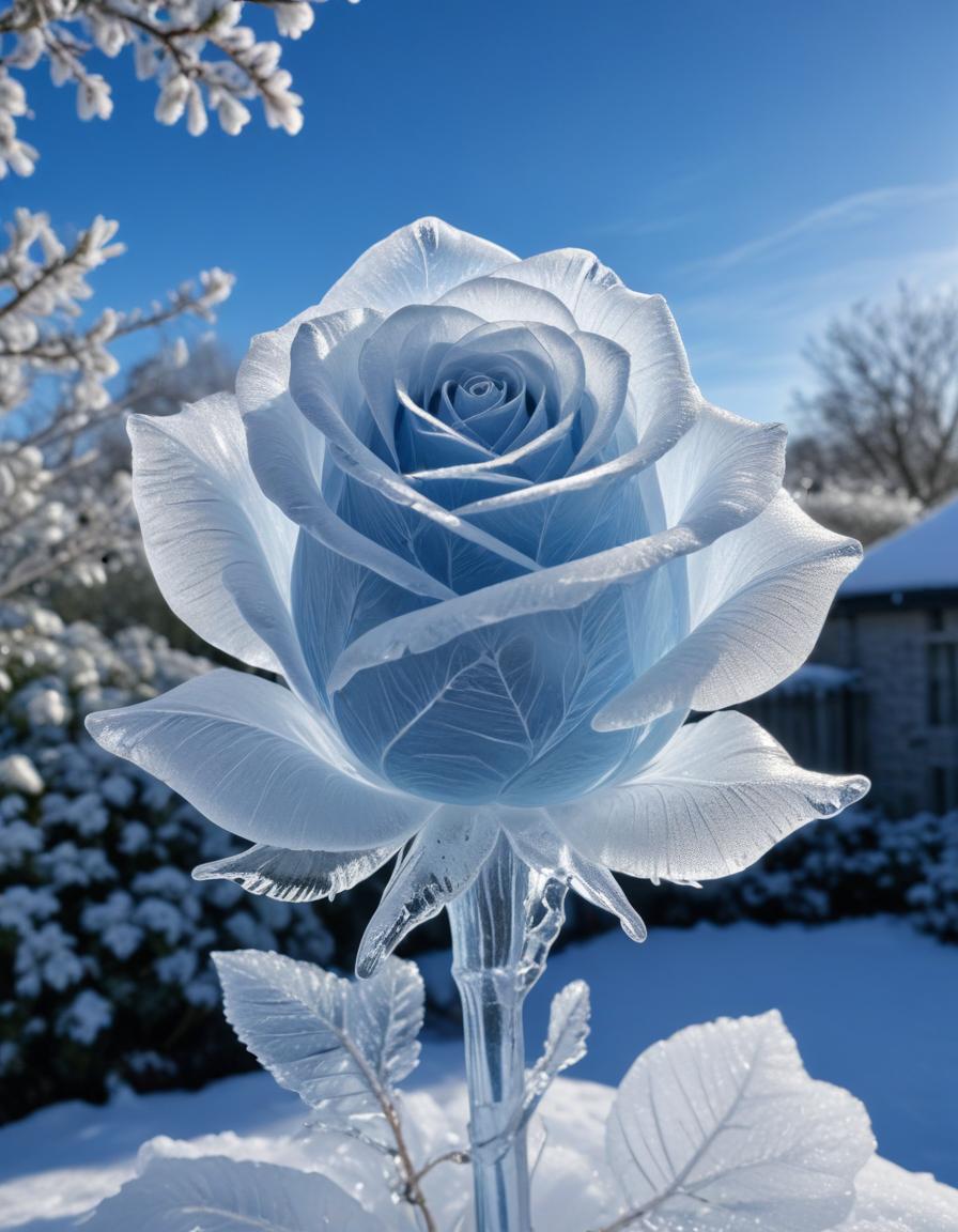 Frozen rose in winter Frozen rose in winter